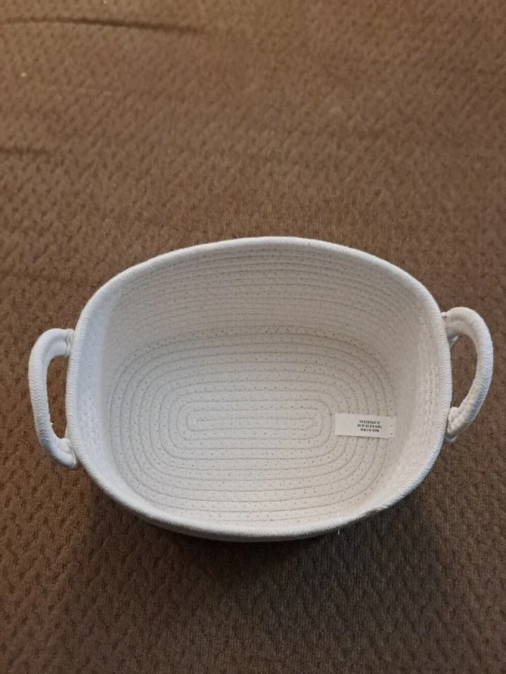 White Woven Rope Storage Basket with Handles -